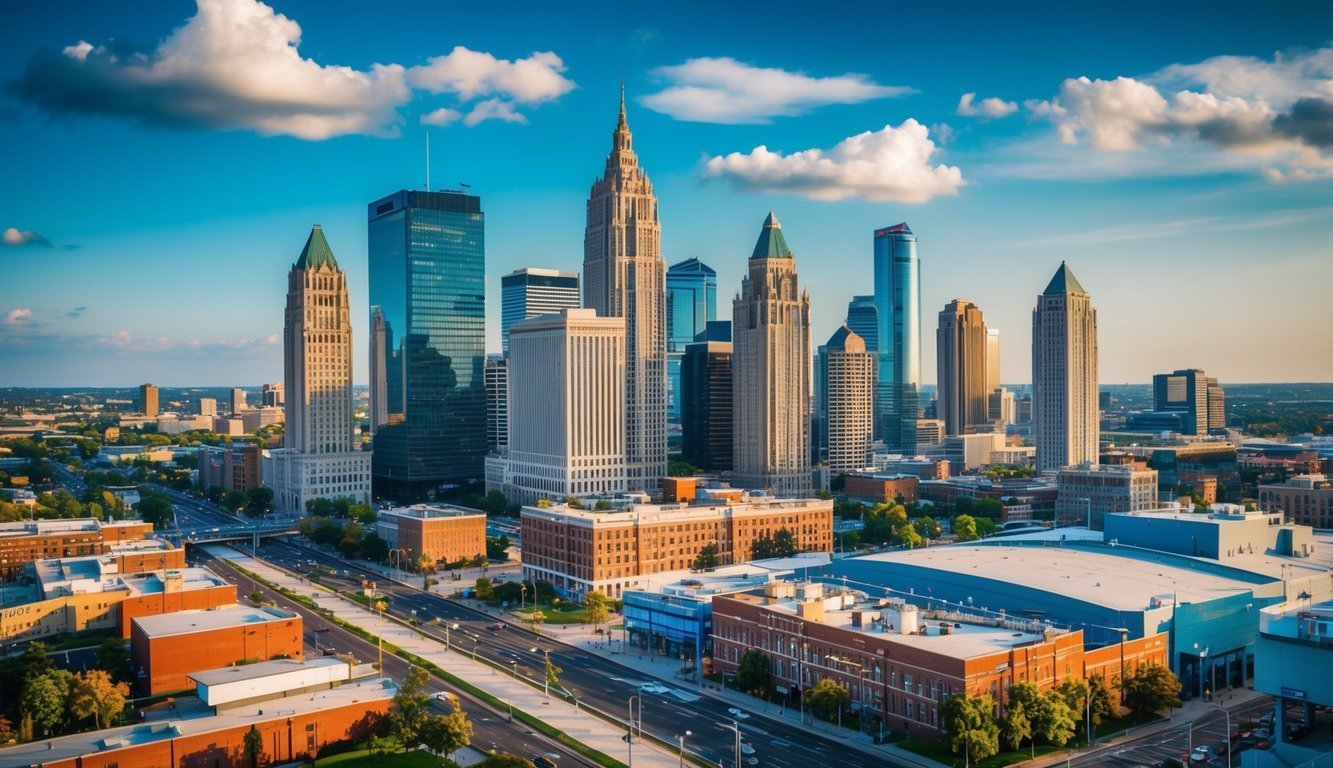 A vibrant city skyline with tall buildings and bustling streets, representing economic growth.</p><p>A diverse community engaged in education, healthcare, and infrastructure, symbolizing economic development
